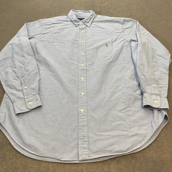 Ralph Lauren Shirt Mens XLT Blue Classic Fit Oxford Button Down Pony Logo Tall - Picture 1 of 10